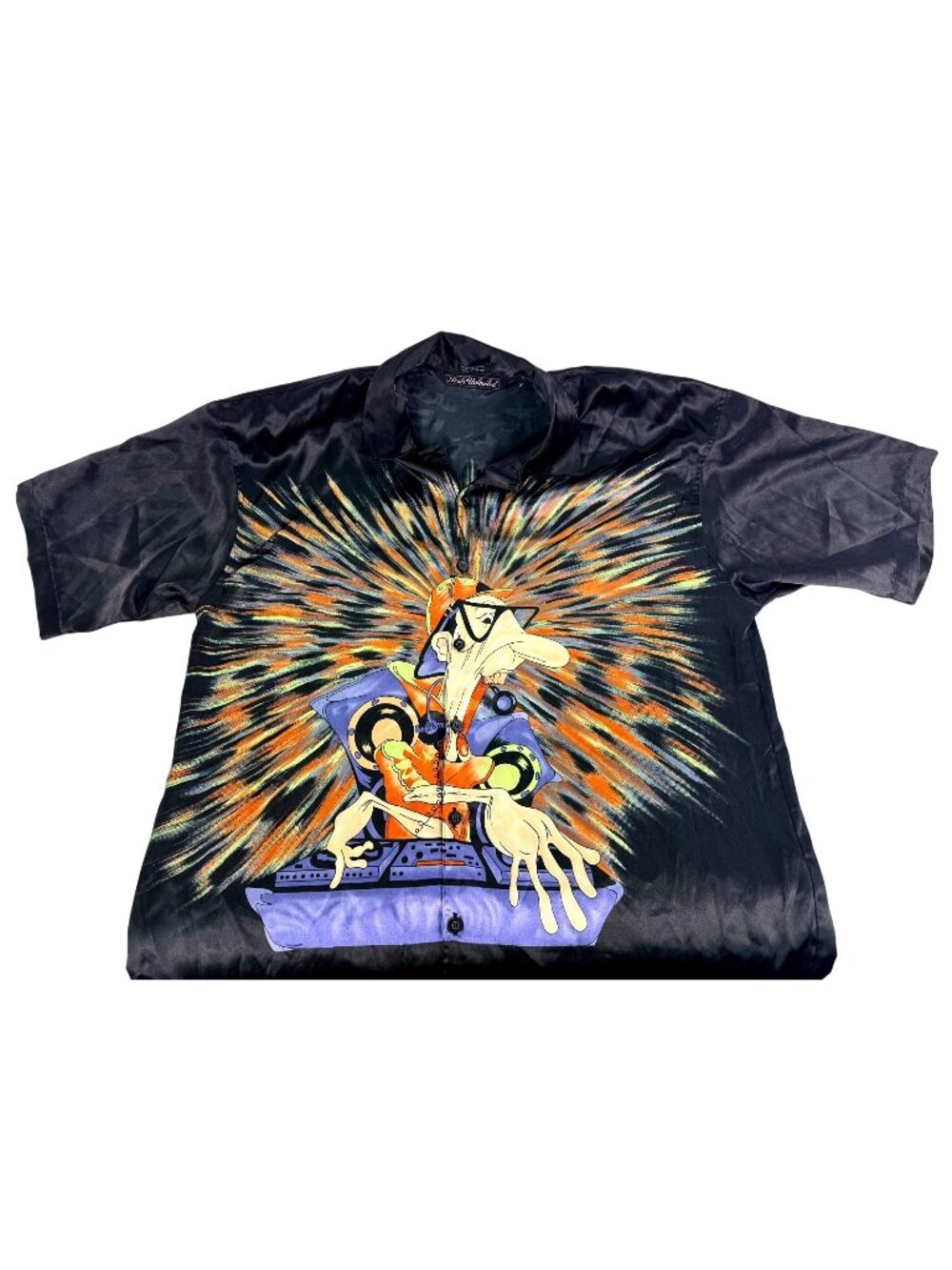 Vintage 90s AOP DJ Shirt Hip Hop Graffiti Rave Clubwear Medium (XXL Fit)